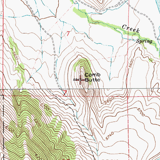 Topographic Map of Comb Butte, MT