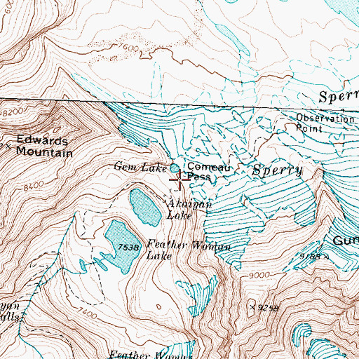 Topographic Map of Comeau Pass, MT