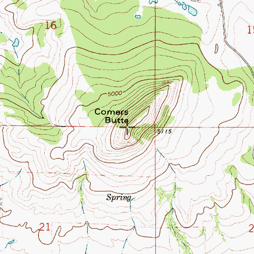 Topographic Map of Comers Butte, MT