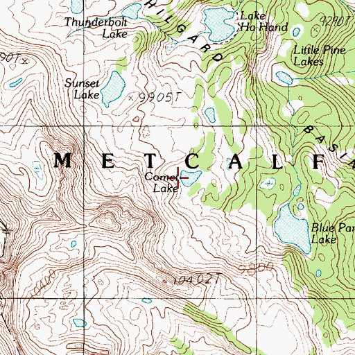 Topographic Map of Comet Lake, MT