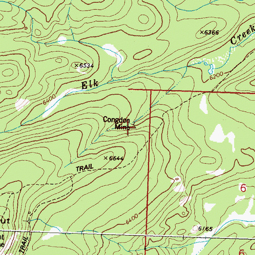 Topographic Map of Congdon Mine, MT