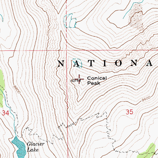 Topographic Map of Conical Peak, MT