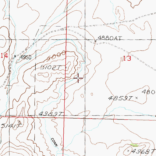 Topographic Map of Conn Ditch, MT