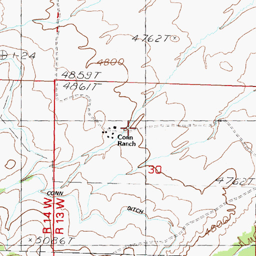 Topographic Map of Conn Ranch, MT
