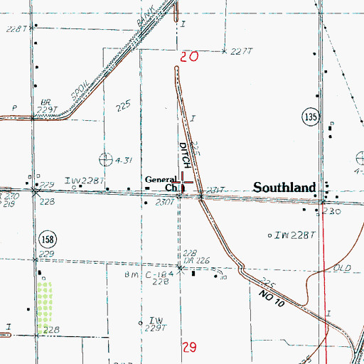 Topographic Map of General Church, AR