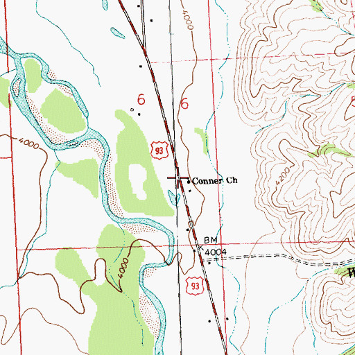 Topographic Map of Conner Church, MT