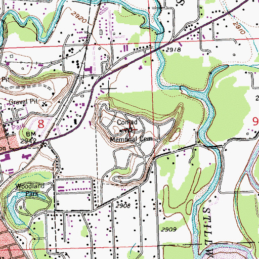 Topographic Map of Conrad Memorial Cemetery, MT