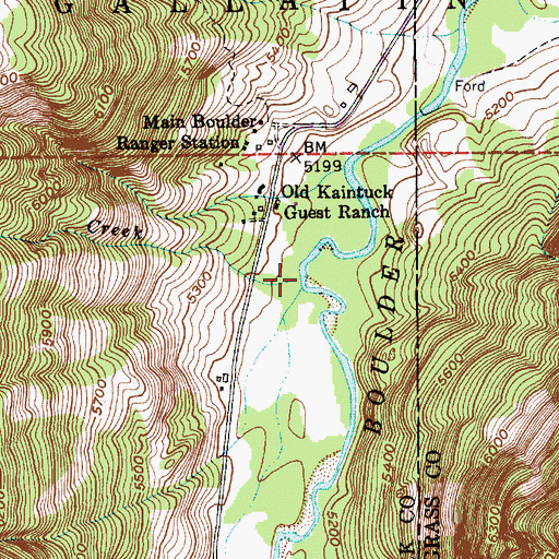 Topographic Map of Contact Creek, MT
