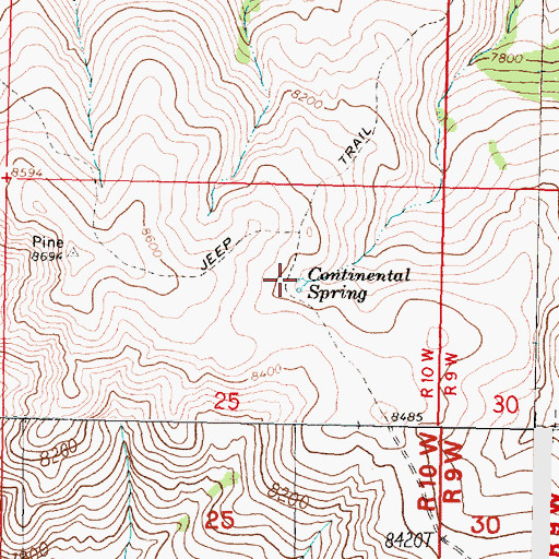 Topographic Map of Continental Spring, MT