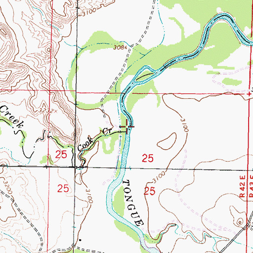 Topographic Map of Cook Creek, MT