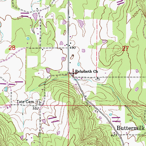Topographic Map of Rehoboth Church, AR