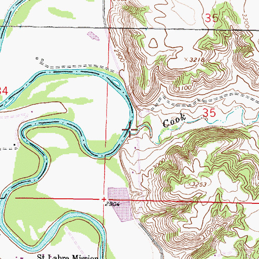 Topographic Map of Cook Creek, MT