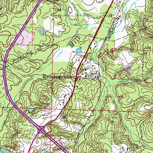 Topographic Map of Rendezvous, AR