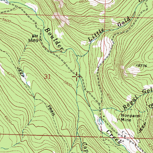 Topographic Map of Copper Creek, MT