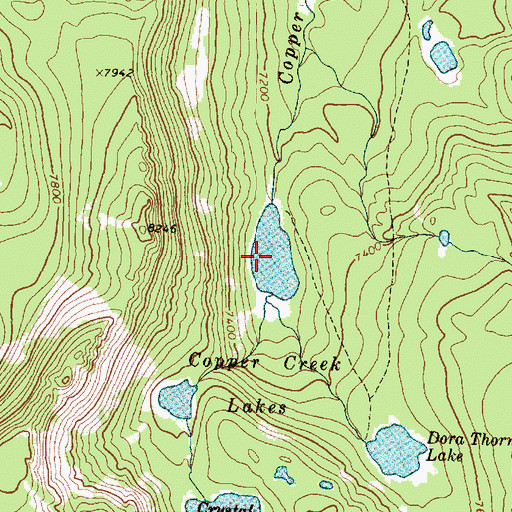 Topographic Map of Copper Creek Lakes, MT