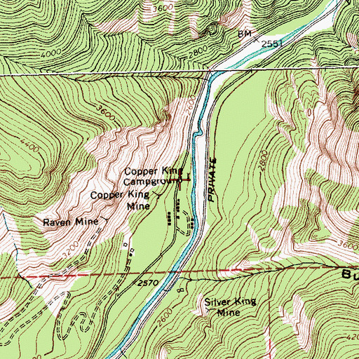 Topographic Map of Copper King Campground, MT