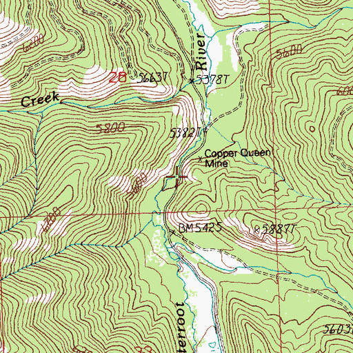 Topographic Map of Copper Queen Mine, MT