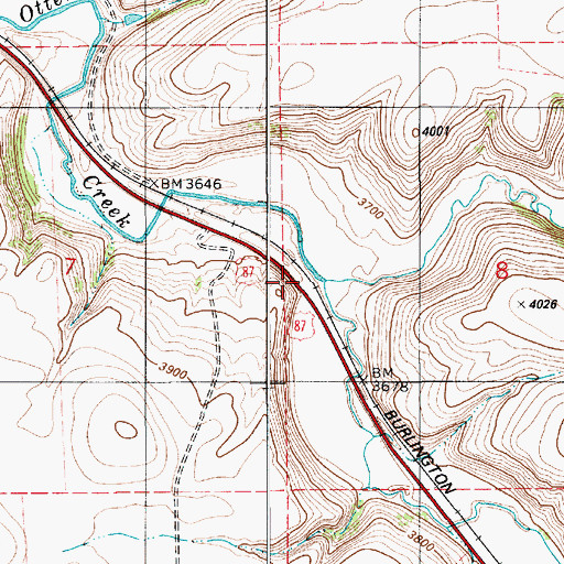 Topographic Map of Cora Creek, MT