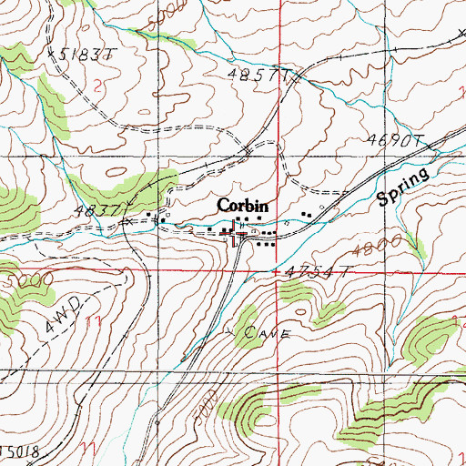 Topographic Map of Corbin, MT