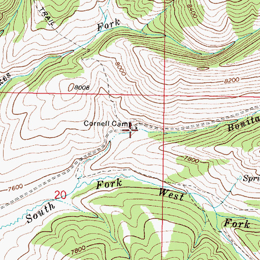 Topographic Map of Cornell Camp, MT