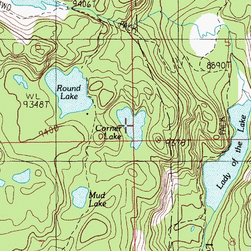 Topographic Map of Corner Lake, MT