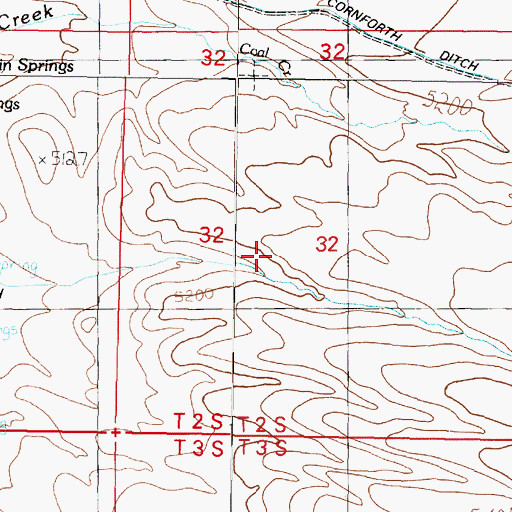 Topographic Map of Cornforth Ditch, MT