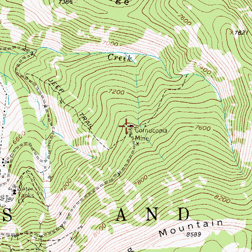 Topographic Map of Cornucopia Mine, MT