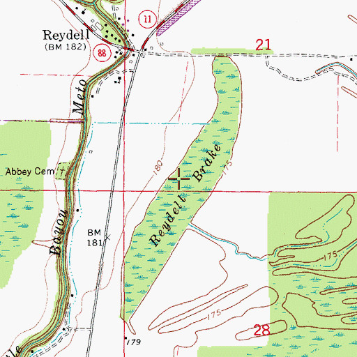 Topographic Map of Reydell Brake, AR