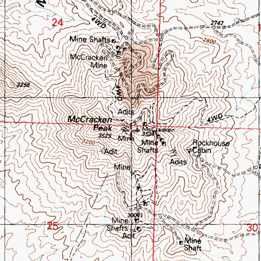 Topographic Map of McCracken Peak, AZ