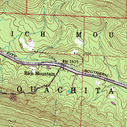 Topographic Map of Rich Mountain, AR