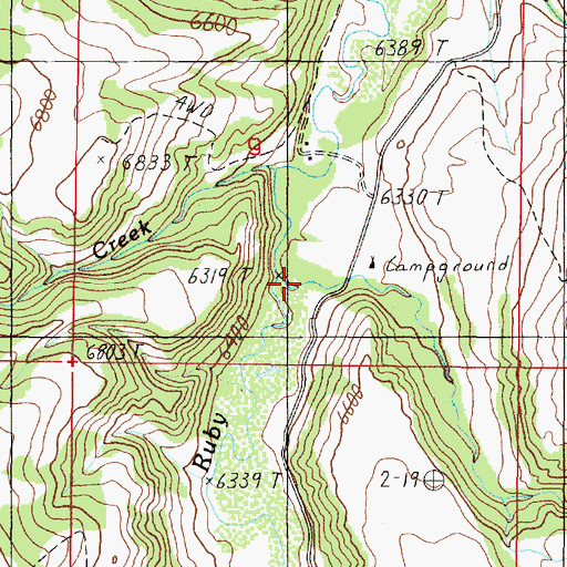 Topographic Map of Cottonwood Creek, MT