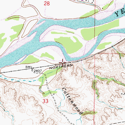 Topographic Map of Cottonwood Creek, MT