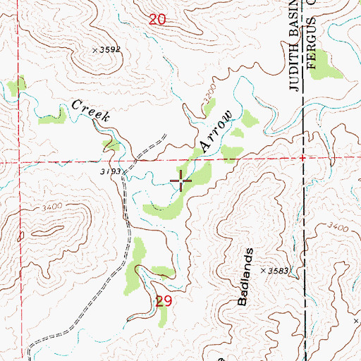 Topographic Map of Cottonwood Creek, MT