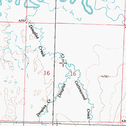 Topographic Map of Cottonwood Creek, MT