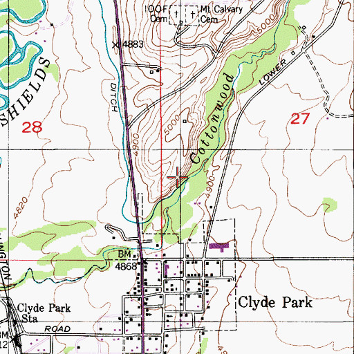 Topographic Map of Cottonwood Creek, MT