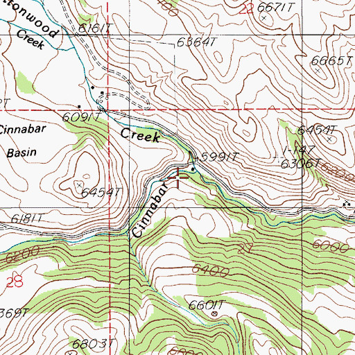 Topographic Map of Cottonwood Creek, MT