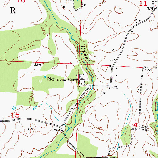Topographic Map of Richmond Cemetery, AR