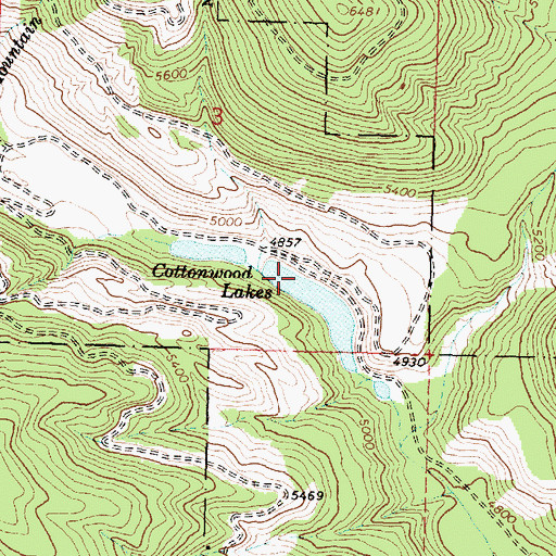 Topographic Map of Cottonwood Lakes, MT