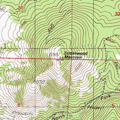 Topographic Map of Cottonwood Mountain, MT