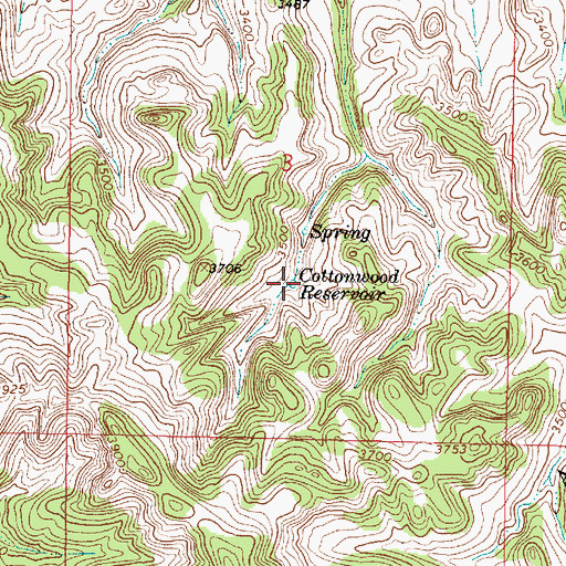 Topographic Map of Cottonwood Reservoir, MT