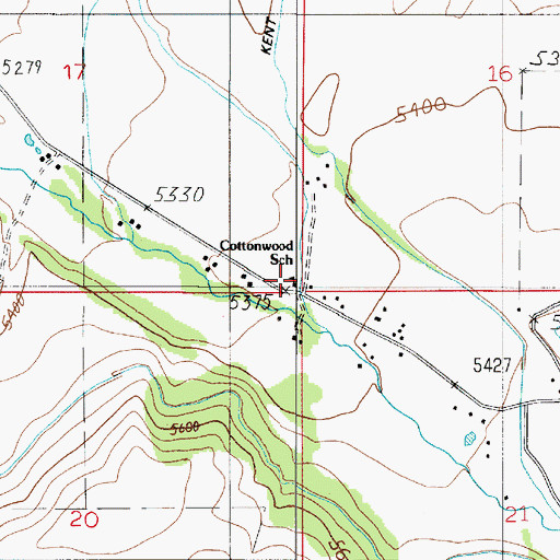Topographic Map of Cottonwood School, MT