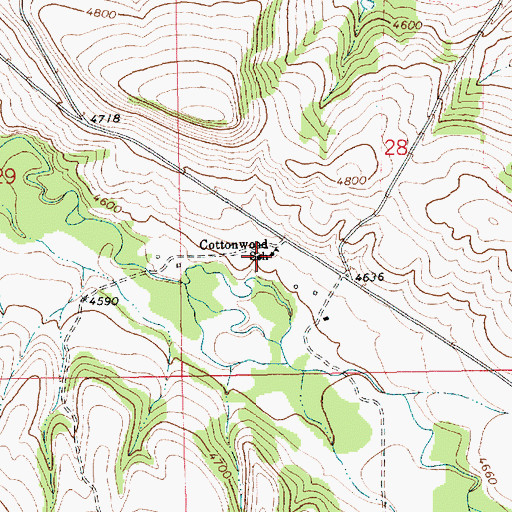 Topographic Map of Cottonwood School, MT