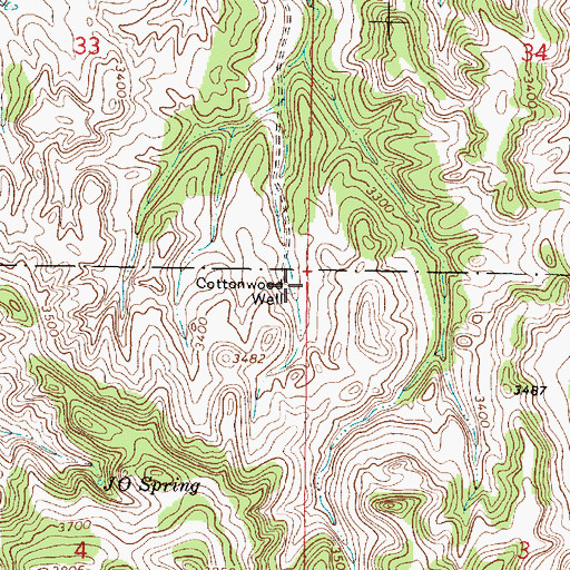 Topographic Map of Cottonwood Well, MT