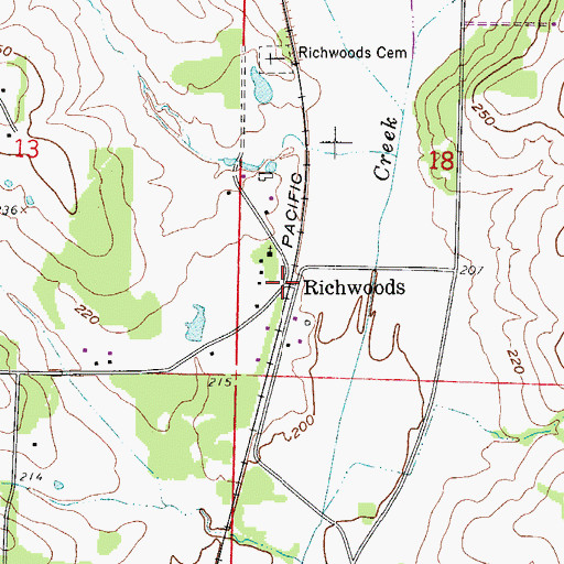 Topographic Map of Richwoods, AR