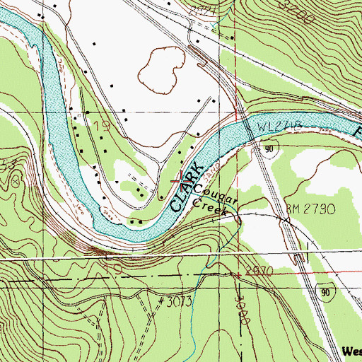 Topographic Map of Cougar Creek, MT