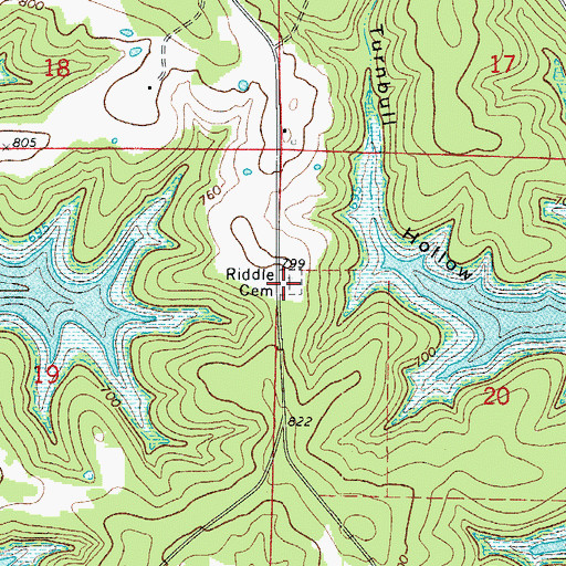 Topographic Map of Riddle Cemetery, AR