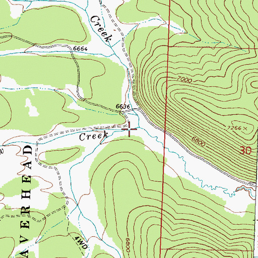Topographic Map of Cow Creek, MT