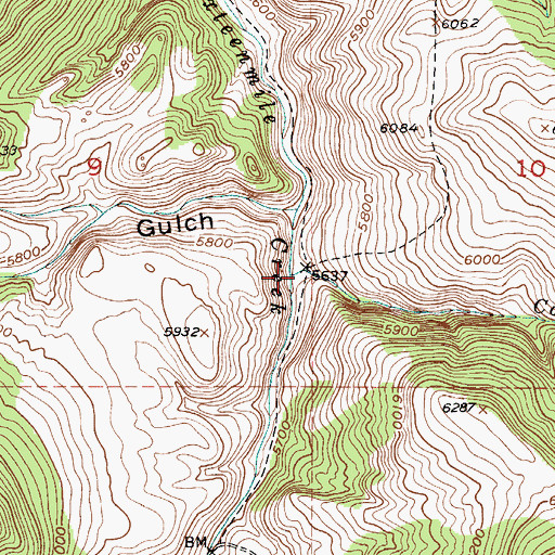 Topographic Map of Cow Creek, MT