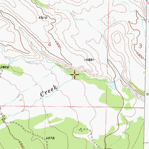 Topographic Map of Cow Creek, MT