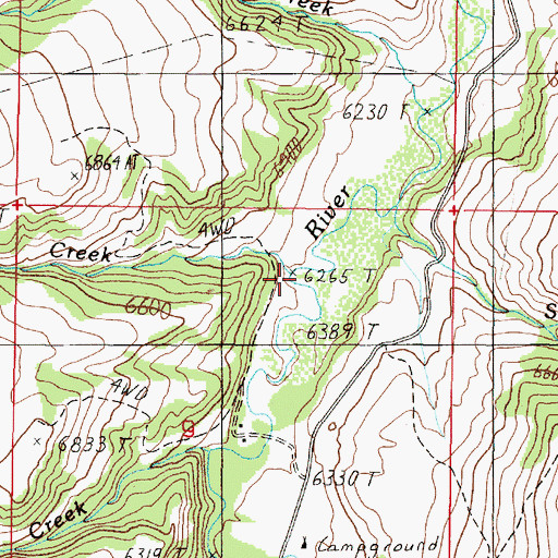 Topographic Map of Cow Creek, MT